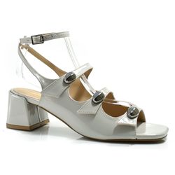 Sandália de Salto Bloco Feminina Suzzara Cinza 8900-42