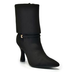 Bota com Lapela e Salto Feminina Via Marte Preto 094-016-01