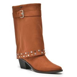 Bota de Lapela e Salto Bloco Feminina Via Marte Marrom 257-003-01