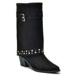 Bota de Lapela e Salto Bloco Feminina Via Marte Preto 257-003-01