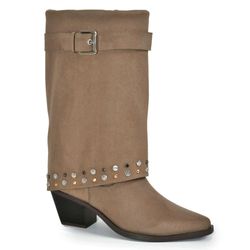Bota de Lapela e Salto Bloco Feminina Via Marte Bege 257-003-01