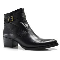 Bota de Cano Curto e Couro Suzzara Preto 807
