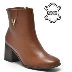 Bota de Couro e Cano Curto Feminina Via Marte Marrom 224-002-01