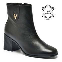 Bota de Couro e Cano Curto Feminina Via Marte Preto 224-002-01