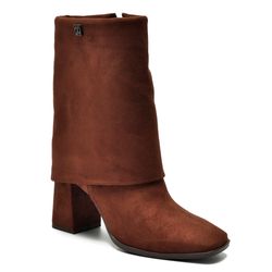 Bota com Lapela e Salto Bloco Via Marte Marrom 248-005-01