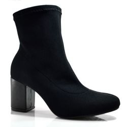 Bota Meia de Cano Curto e Salto Bloco Via Marte Preto 024-007-01