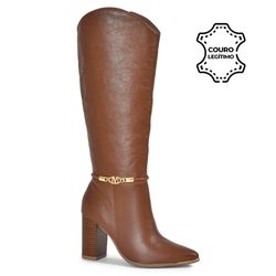 Bota de Couro e Cano Alto Via Marte Marrom 230-007-01
