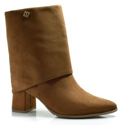 Bota de Cano Médio e Salto Bloco Via Marte Marrom 255-008-02