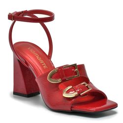 Sandália de Salto Bloco Feminina Via Marte Vermelho 150-012-01