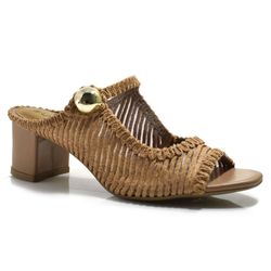 Tamanco de Salto Bloco Feminino Suzzara Bege 457049