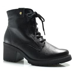Coturno de Couro e Salto Bloco Comfortflex Preto 2577301