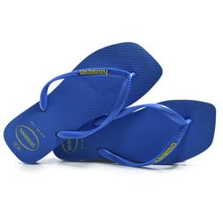Chinelo Feminino Havaianas Slim Square Logo Pop Azul 4148959