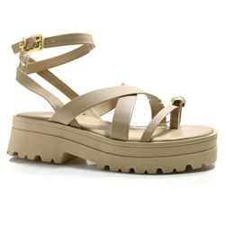 Sandália Flat Feminina Ramarim Bege 2538204