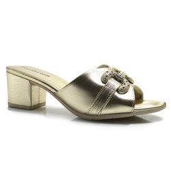 Tamanco de Salto Bloco Feminino Comfortflex Dourado 2557401 MET