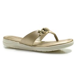 Sandália Rasteira Feminina Comfortflex Dourado 2580401 MET