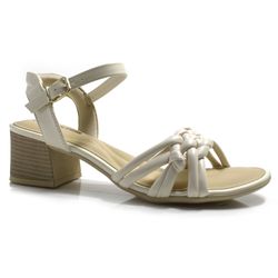 Sandália de Salto Bloco Feminina Comfortflex Creme 2456405