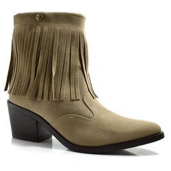Bota Texana com Franja Quiz Bege 69-1922-21