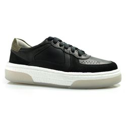 Tênis de Couro Masculino Democrata Beat Pulse Preto 623101