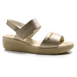 Sandália Anabela Feminina Comfortflex Dourado 2586402 MET