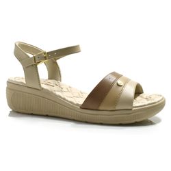 Sandália Anabela Feminina Comfortflex Bege 2586403