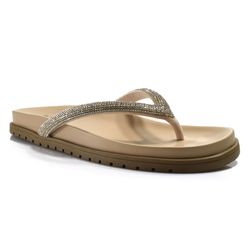 Sandália Rasteira Feminina Softli Bege 10012.10050